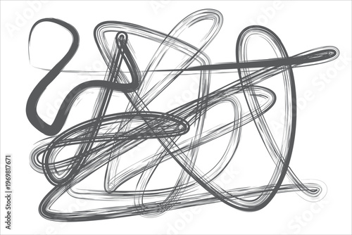 Abstract sketch of intertwined forms a charcoal like drawing with dynamic lines