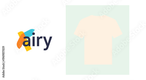 Beige t-shirt on light green background for branding and print on demand
