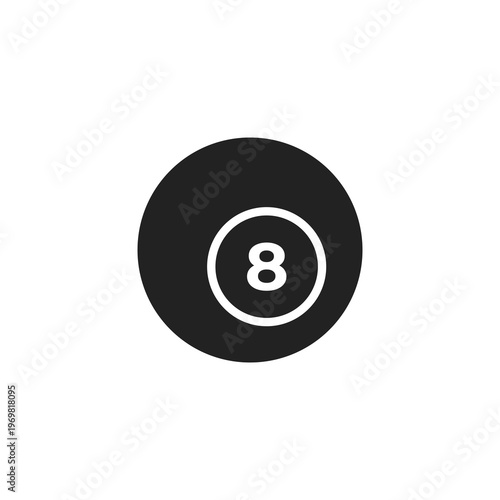 Classic 8-Ball Billiards Pool Ball Icon Isolated