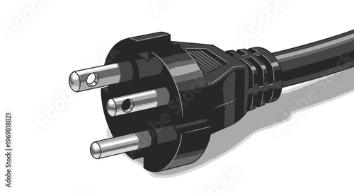 Electrical Plug Connection with Black Cable, Power Supply Detail