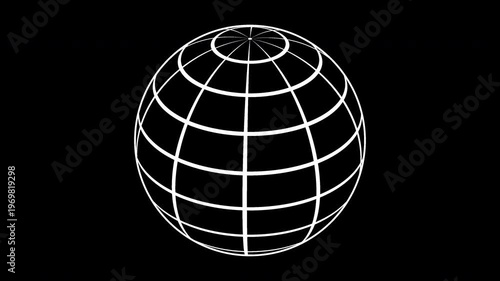 Abstract White Wireframe Globe on Black Background Seamless Loop.

A clean and minimalist 3D motion graphic featuring a rotating white wireframe globe isolated on a solid black background.