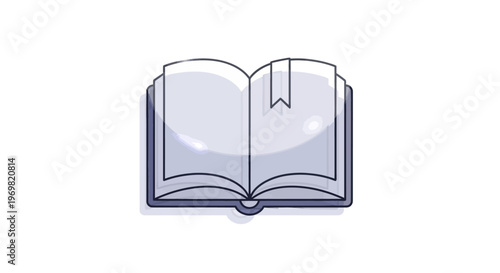 Open Book Icon with Bookmark, Education and Reading Concept