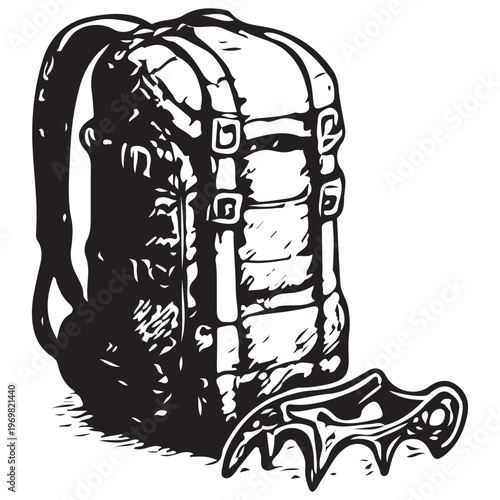 Hiking Backpack with Crampons for Mountaineering, Trekking and Winter Adventure Gear