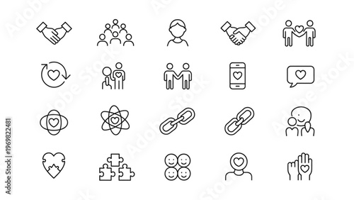 Collection of diverse icons depicting various human professions and activities Vector