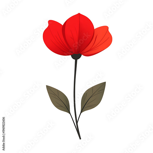 Elegant Red Blossom Icon Vector Illustration