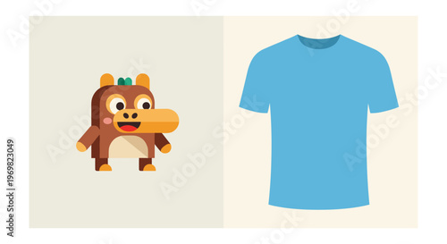 Duck on blue t shirt mockup for print on demand