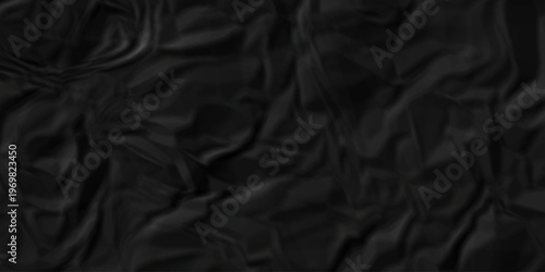 Crumple crushed black paper obsolete rumple craft design. wrinkle ripped cardboard crumple aged closeup recycled document grunge paper background.