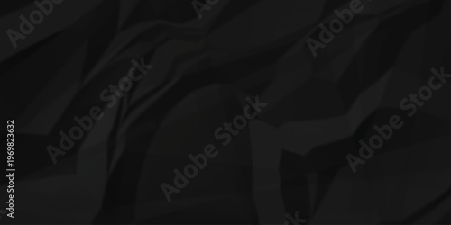 Crumple crushed black paper obsolete rumple craft design. wrinkle ripped cardboard crumple aged closeup recycled document grunge paper background.