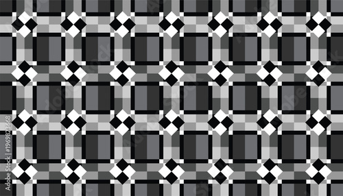Trendy grayscale geometric backdrop. Repeating pixel art style pattern for corporate and industrial design