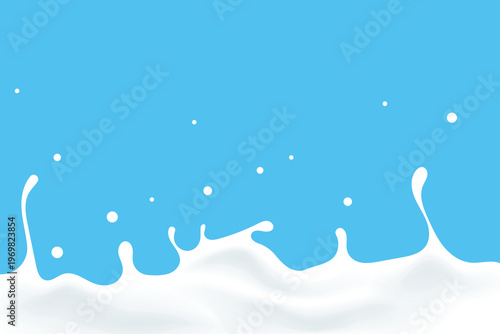 Milk splash isolated on blue background, yogurt product background design element