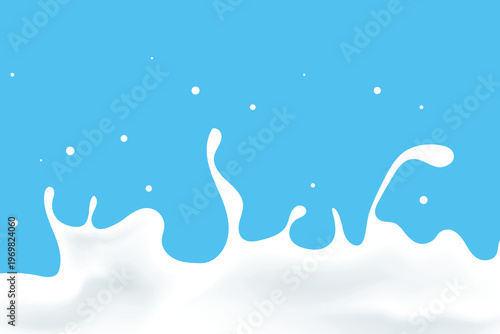 Milk splash isolated on blue background, yogurt product background design element