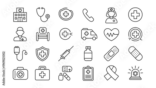 Collection of icons representing everyday objects and activities Vector
