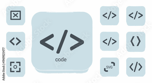 Code icon set. Programming and development symbols