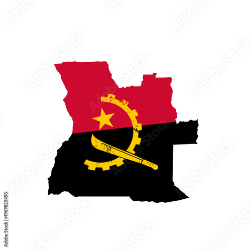 Angola map with national flag. Vector illustration
