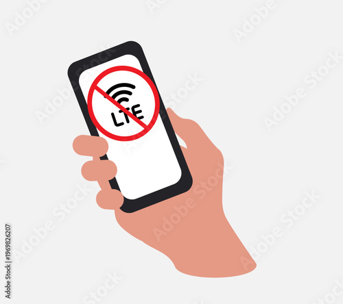 a smartphone in a person's hand, no mobile internet,