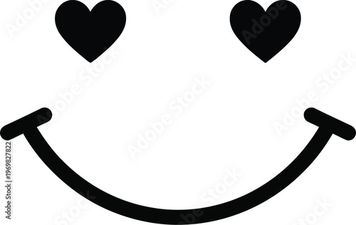 A smiling face with heart eyes on a gray background