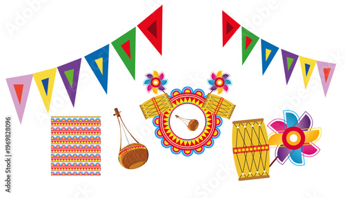 Hand Drawn Mandala Mehendi Elements for Bengali Noboborsho Celebration Design