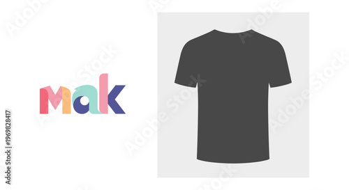 Dark gray t-shirt in colorful playful branding for print on demand