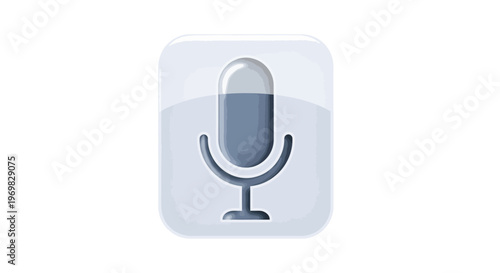 Microphone Icon Glossy, Voice Recording App Symbol