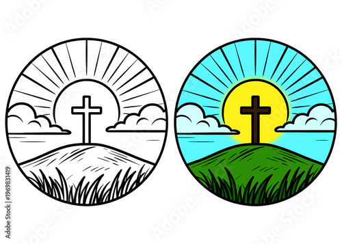 Fotografie Christian Symbol Cross Hill Badge