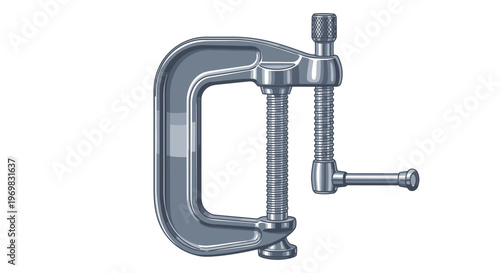 Metal C Clamp Tool Isolated on White Background