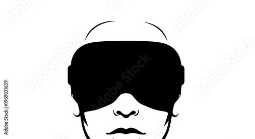 Person wearing virtual reality headset in minimalist style  