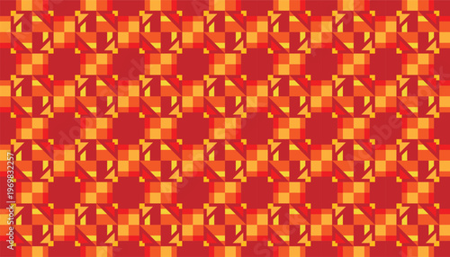 Abstract red and orange geometric seamless pattern. Vibrant warm tone checkerboard background