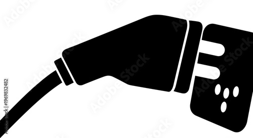 Electric plug connector in black silhouette on white background  