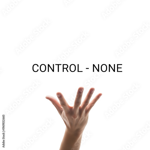 Hand reaching up with open fingers against a white background control none.