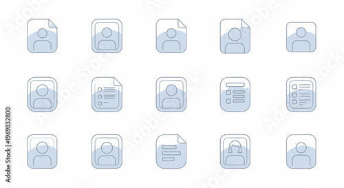 User profile icons set. Account, contact, resume concept.