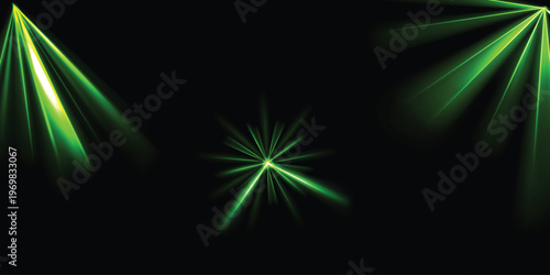 Dynamic green laser light display a vibrant and energetic abstract composition