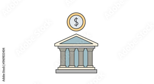 Bank Building with Dollar Sign.