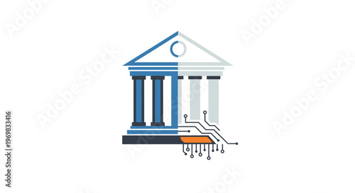 Bank Building Money Falling Down.