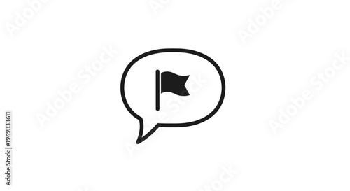 Black speech bubble icon flag.