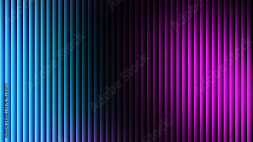 Abstract neon blue and purple fluted ribbed glass background