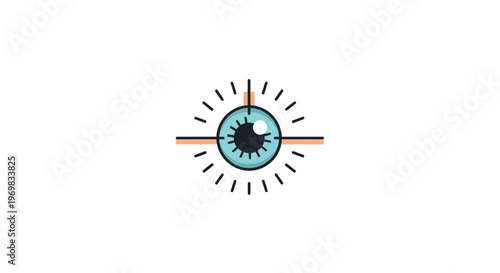 Blue eye with cross hairs.