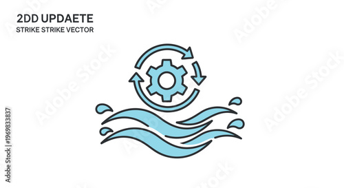 Blue Gear Update Vector Icon.