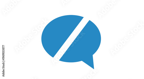 Blue No Speech Bubble Icon.