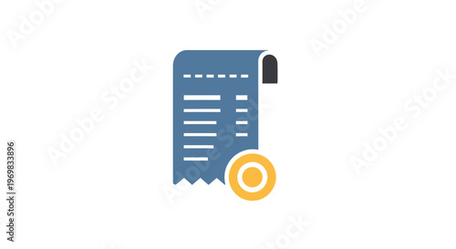 Blue receipt with coin.