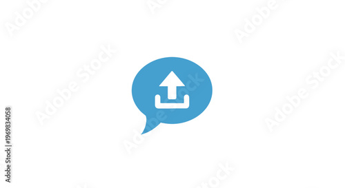 Blue upload icon button symbol.