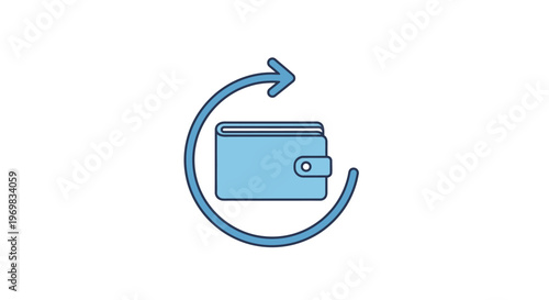 Blue Wallet with Arrow Circle.