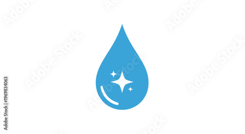 Blue Water Drop Icon Graphic.