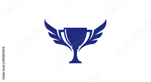 Blue Winged Trophy Cup Icon.