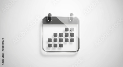 Calendar Icon, Glass Style, Schedule and Reminder Concept