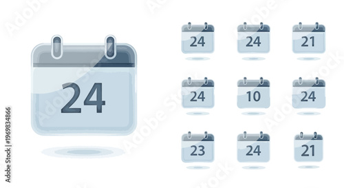 Calendar icons set for event planning, reminders