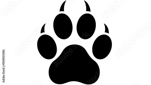 Black Paw Print Icon, Animal Footprint Symbol, Wild Animal Track, Vector Graphic
