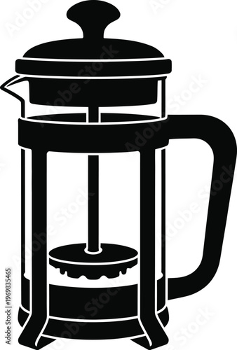 French Press Coffee Maker Silhouette Vector Illustration
