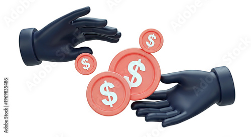 Hands Exchanging Dollar Coins