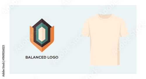 T shirt mockup with balanced in minimalist style for branding and advertising on light blue background