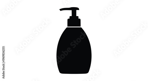 Simple black silhouette of a pump bottle a common household item silhouette